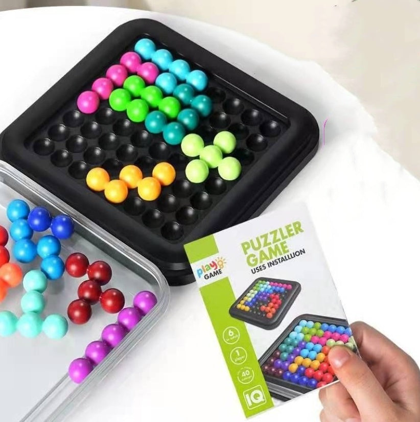 Beads Brainstorming Game arts and crafts kit with colorful beads and black peg board for puzzle play