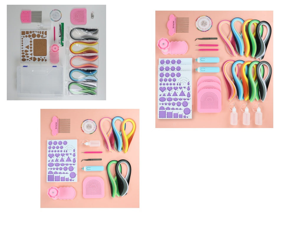 Complete Beginner Paper Craft Kit by Arts And More with colorful quilling strips and essential tools