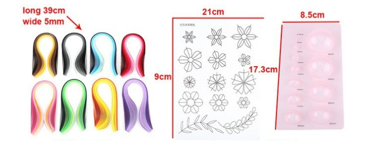 Beginner Paper Craft Kit with colorful paper folding tools and flower stencil templates by Arts And More