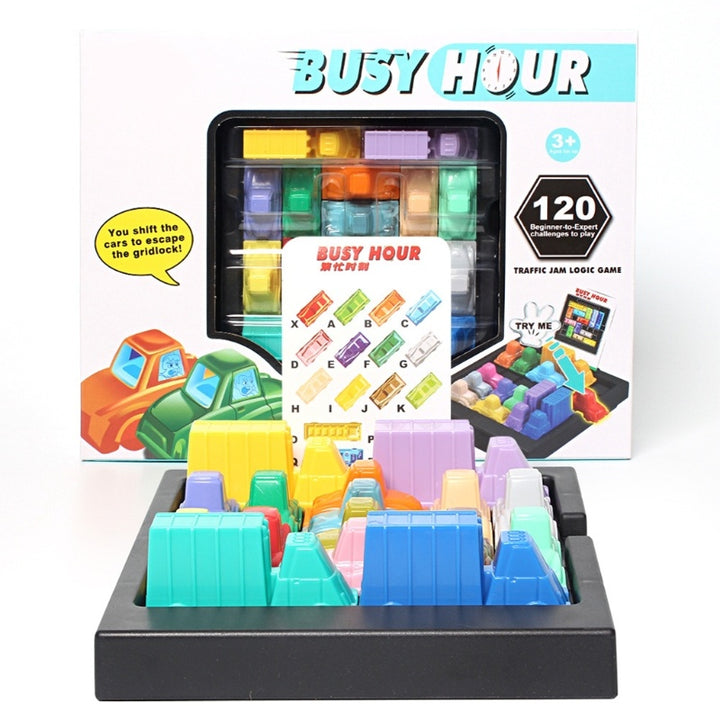 Arts And More Car Toy Puzzle traffic jam logic game with colorful vehicle pieces and 120 challenges