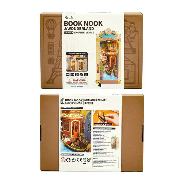 ROBOTIME Romantic Venice Book Nook Kit – DIY 3D Wooden Puzzle