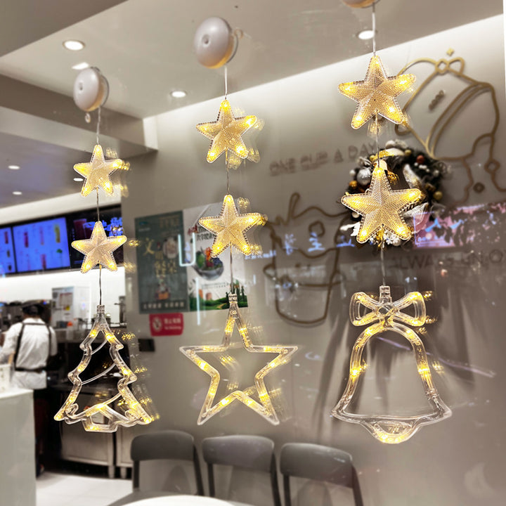 Christmas 3pcs LED Light Star Hanging Lamp | Festive Xmas Tree Window Decorations