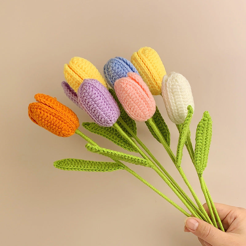 Hand Crochet Tulip Immortal Flower – Elegant Floral Decoration 🌷✨