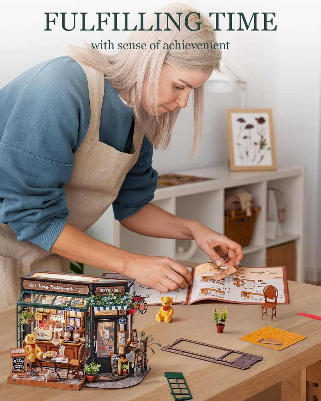 Rolife Tipsy Restaurant Miniature House Kit – DIY Wooden Model