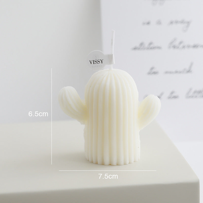 Cactus Candle Gift Box featuring a cute cactus-shaped candle in white color, perfect for home decor.