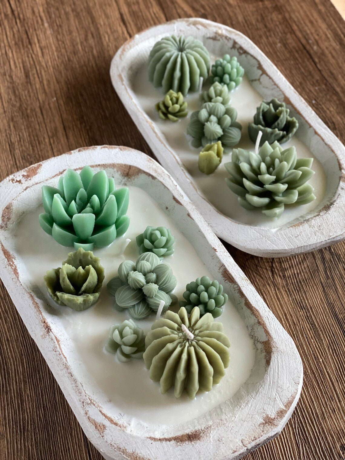Cactus Garden Candle with various succulent shapes in a stylish tray for home decor enthusiasts
