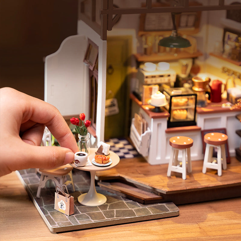 Cafe Miniature House Kit with detailed decor and accessories for DIY crafting enthusiasts