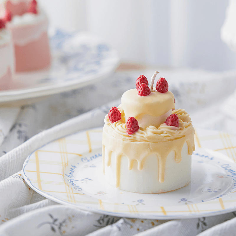 Delicious mini cake with birthday decoration and cake birthday candle for celebrations