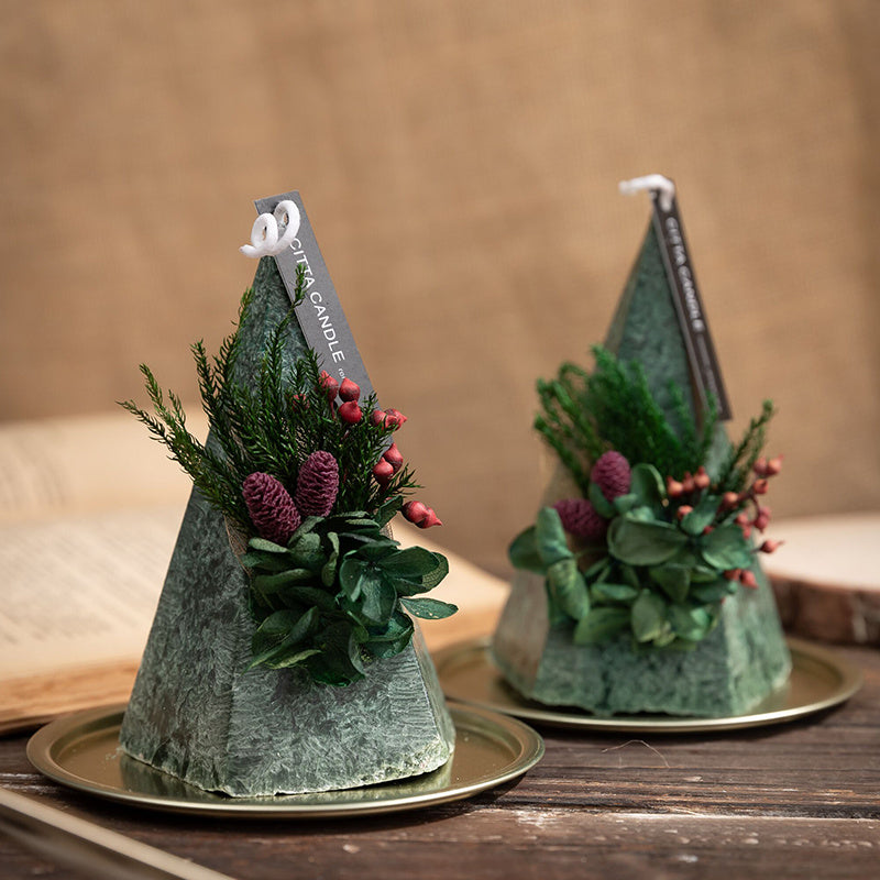 Charming Candle Gift Box Set with Decorative Greenery and Pinecones for Home Decor
