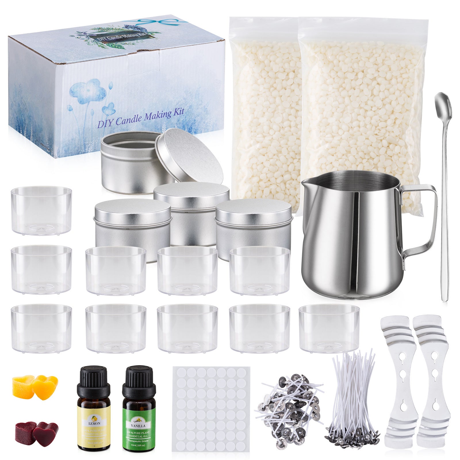 Complete Candle Making Set with wax, molds, tools, and fragrance oils for DIY projects