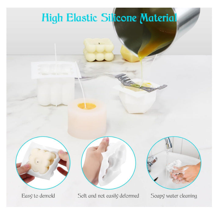 Candle Making Tool Set featuring high elastic silicone molds and easy-to-clean design for crafting candles