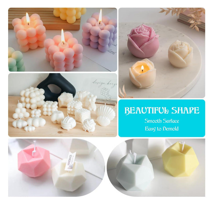 Candle Making Tool Set featuring various unique candle shapes and smooth surfaces for easy demolding