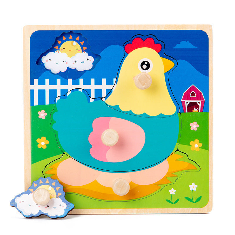 Arts And More Kids DIY Kits Cartoon 3D Puzzle with colorful chicken and sunny farm scene
