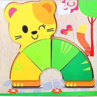 Arts And More Kids DIY Kits Cartoon 3D Puzzle with colorful animal-shaped wooden pieces