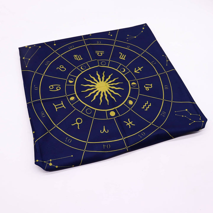 Celestial Tarot Gift Set with astrological design in navy and gold colors