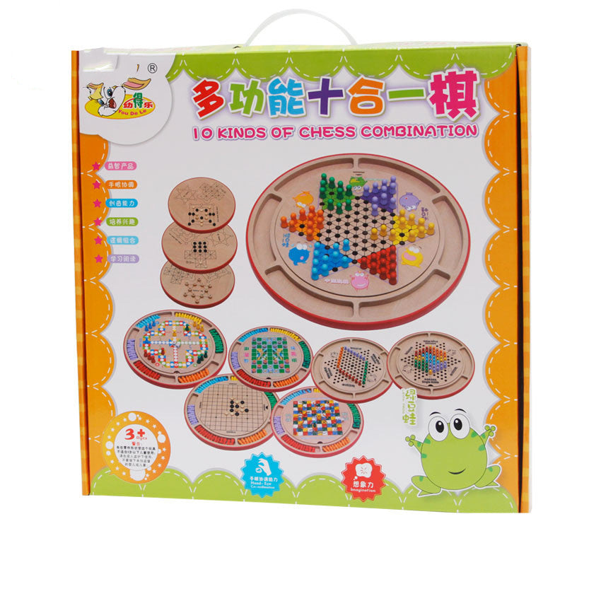 Arts And More Chess Game Set with 10 kinds of chess combination in a colorful kids craft kit box