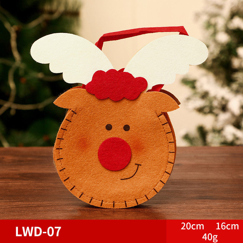 Christmas Brushed Apple Gift Bag with Reindeer Design and Comfortable Handle for Holiday Gifting