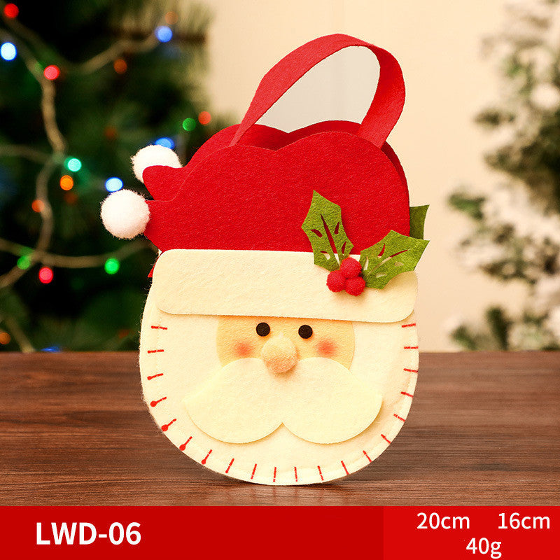 Christmas Brushed Apple Gift Bag designed as a Santa face with festive details for holiday gifting