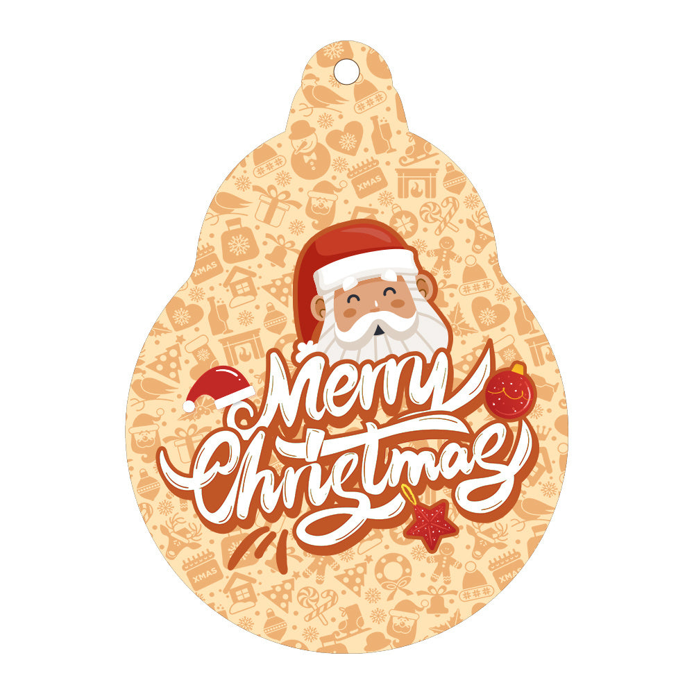 Colorful Christmas Decor Pendants featuring a cheerful Santa Claus with a Merry Christmas message