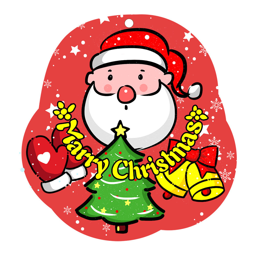 Colorful Christmas Decor Pendants featuring Santa, a Christmas tree, and festive bells