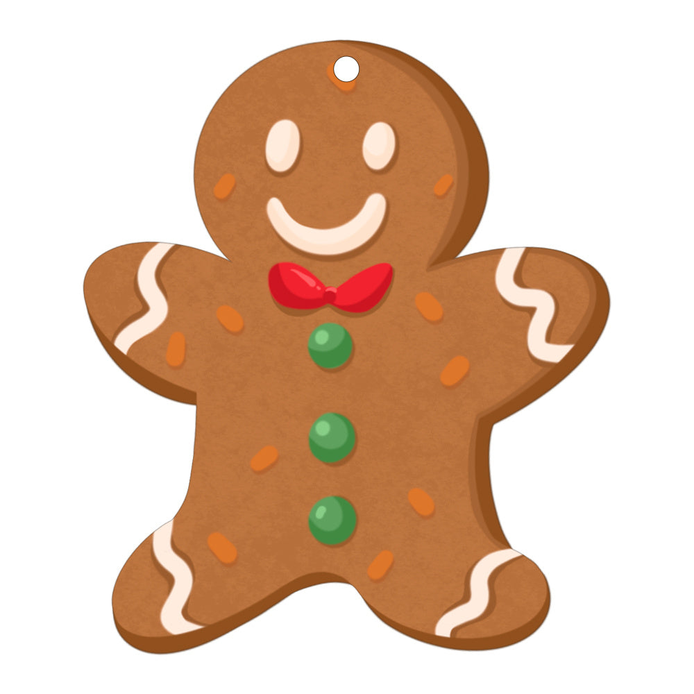 Gingerbread man Christmas Decor Pendants with colorful icing details and a cheerful expression