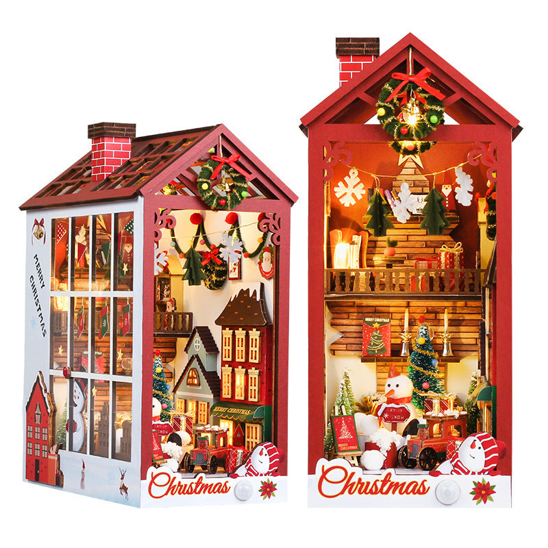 Christmas Luminous Decoration Miniature House Kits with Lights and Festive Details for Holiday Decor