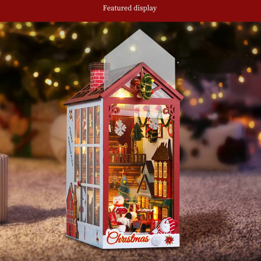 Christmas Luminous Decoration Miniature House with colorful lights and festive details for holiday decor