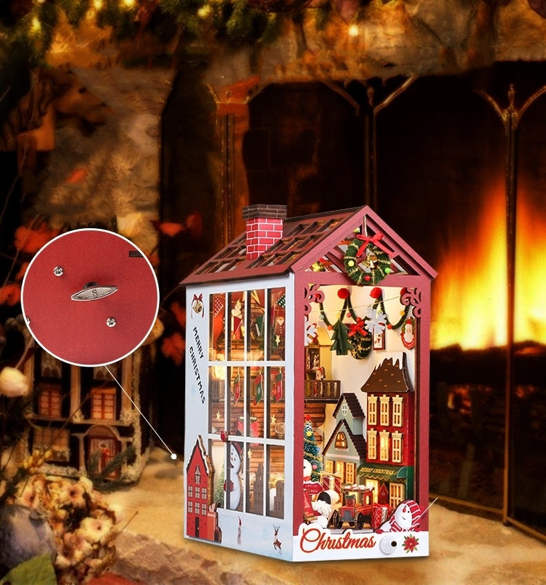Christmas Luminous Decoration Miniature House Kit with detailed festive design and warm lighting