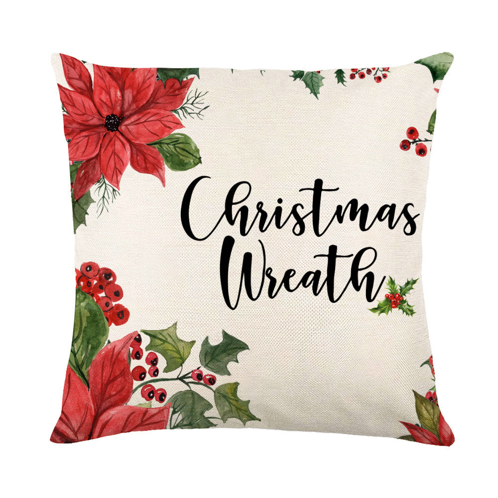 Arts And More Christmas Pillow Covers featuring festive poinsettia and holly wreath design
