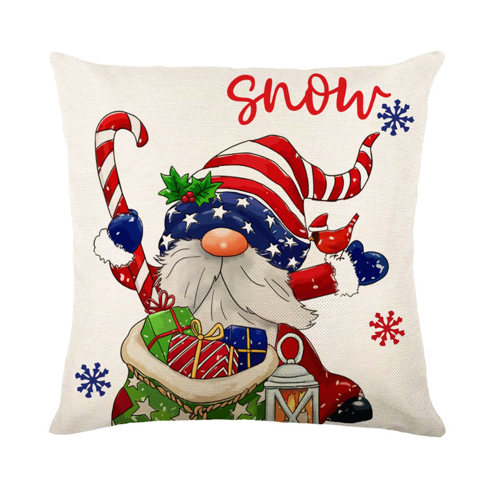 Festive Christmas Pillow Covers featuring a Santa with presents and candy cane for holiday decor
