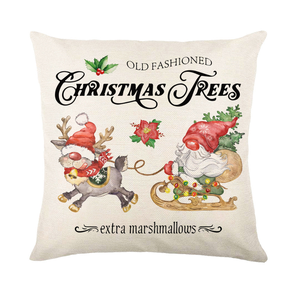 Festive Christmas Pillow Covers featuring Santa and reindeer with a holiday theme