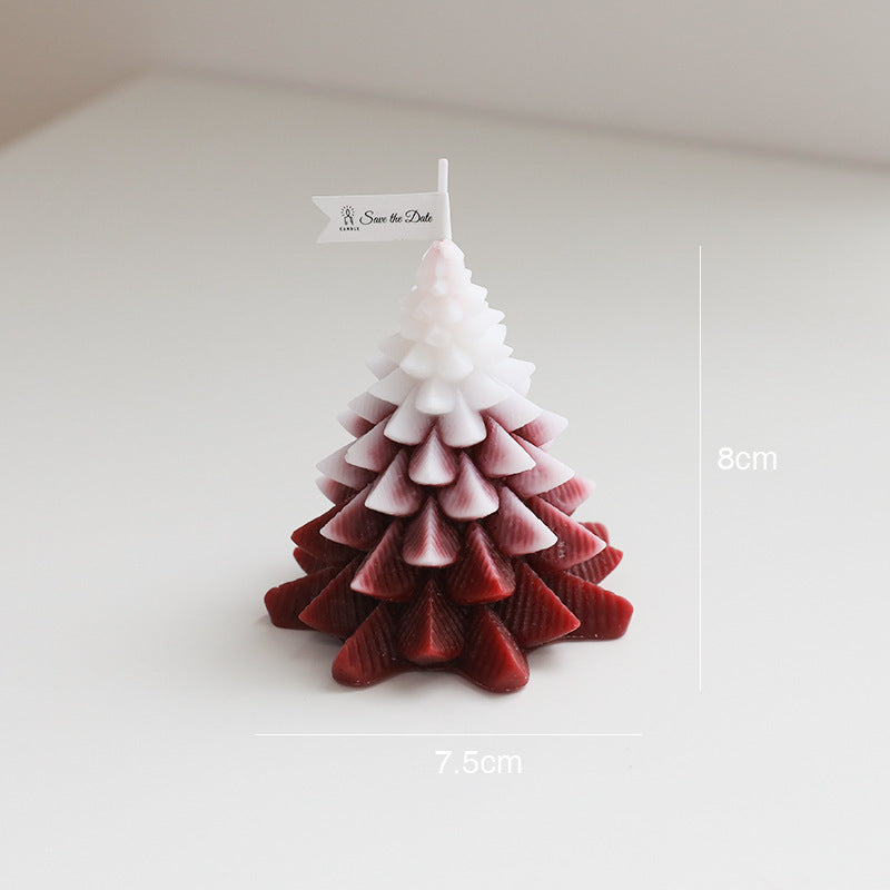 Christmas Tree Scented Candle in Red and White, 8cm Tall and 7.5cm Wide for Holiday Decor