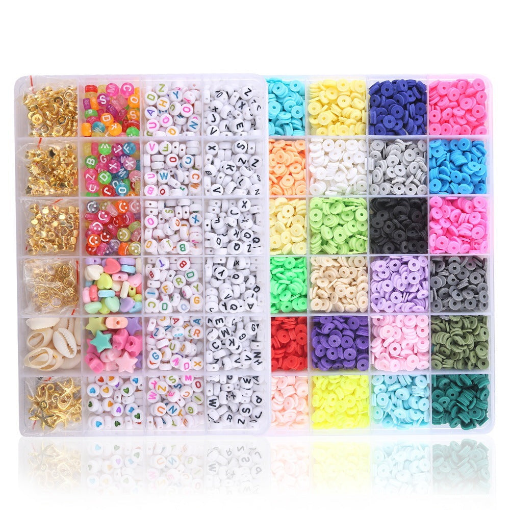 Arts And More colorful clay beads craft materials set with various shapes and alphabet letters