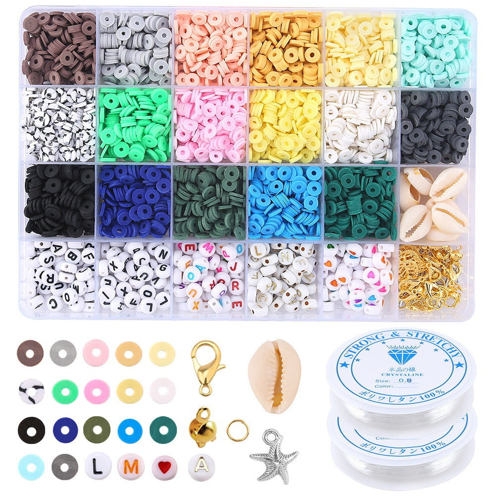 Arts And More colorful clay beads and alphabet beads craft material kit with charms and jewelry string
