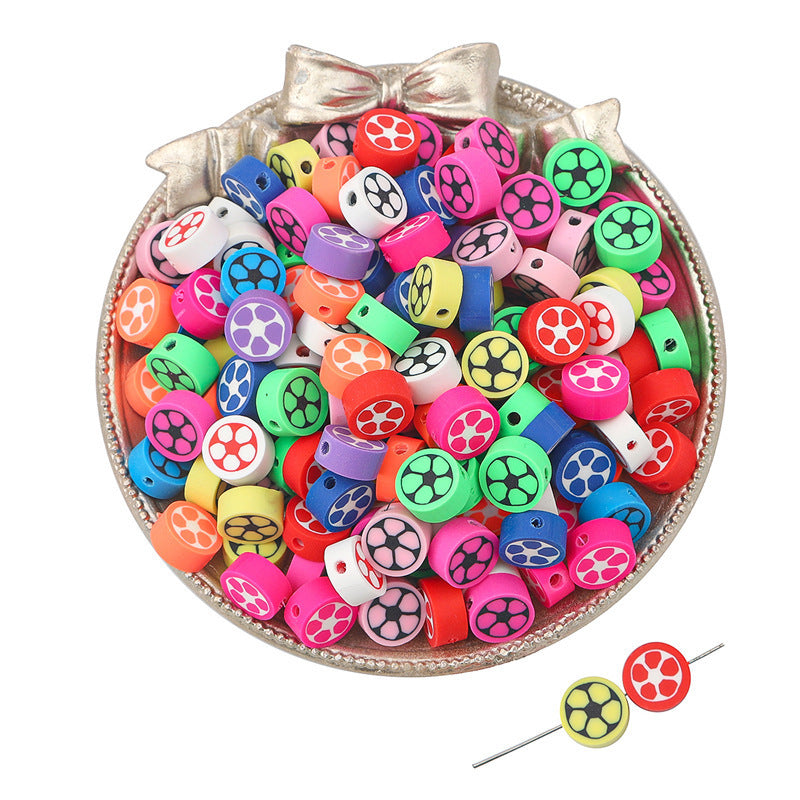 Arts And More colorful clay beads with paw print design in a decorative bowl for crafts