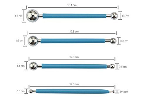 Arts And More Clay Tool Set with four blue double-ended sculpting tools featuring metal ball tips