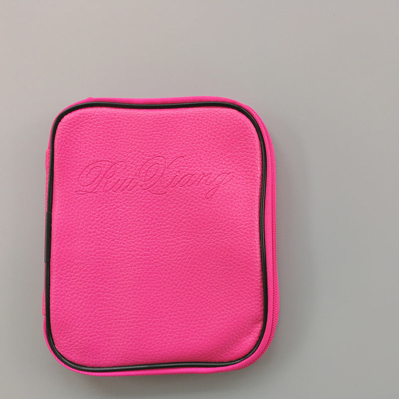 Pink zippered case by Arts And More for storing crochet tools and accessories