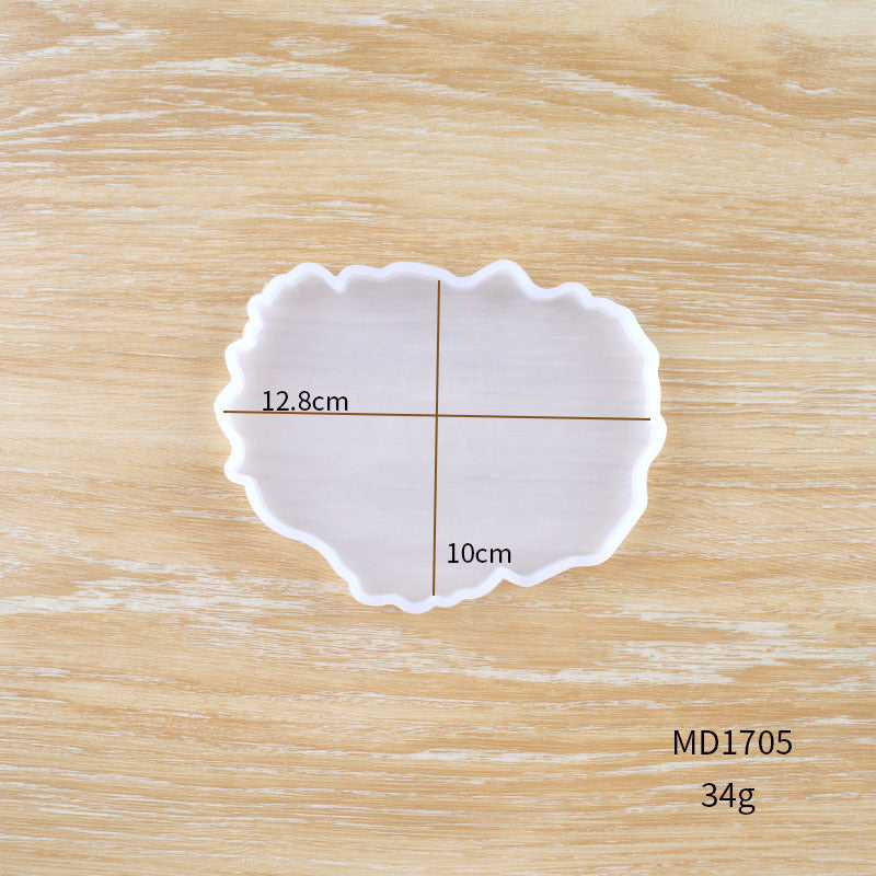 Arts And More Crystal Resin Coaster mold in a unique shape with measured dimensions for crafting