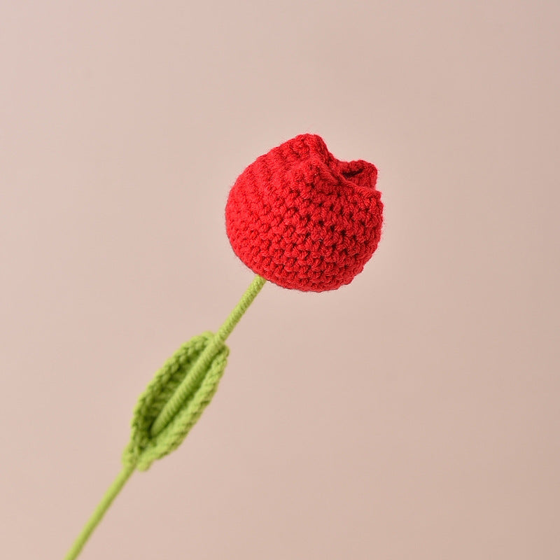 Finished Handmade Crochet Tulip Fake Flower Simulation