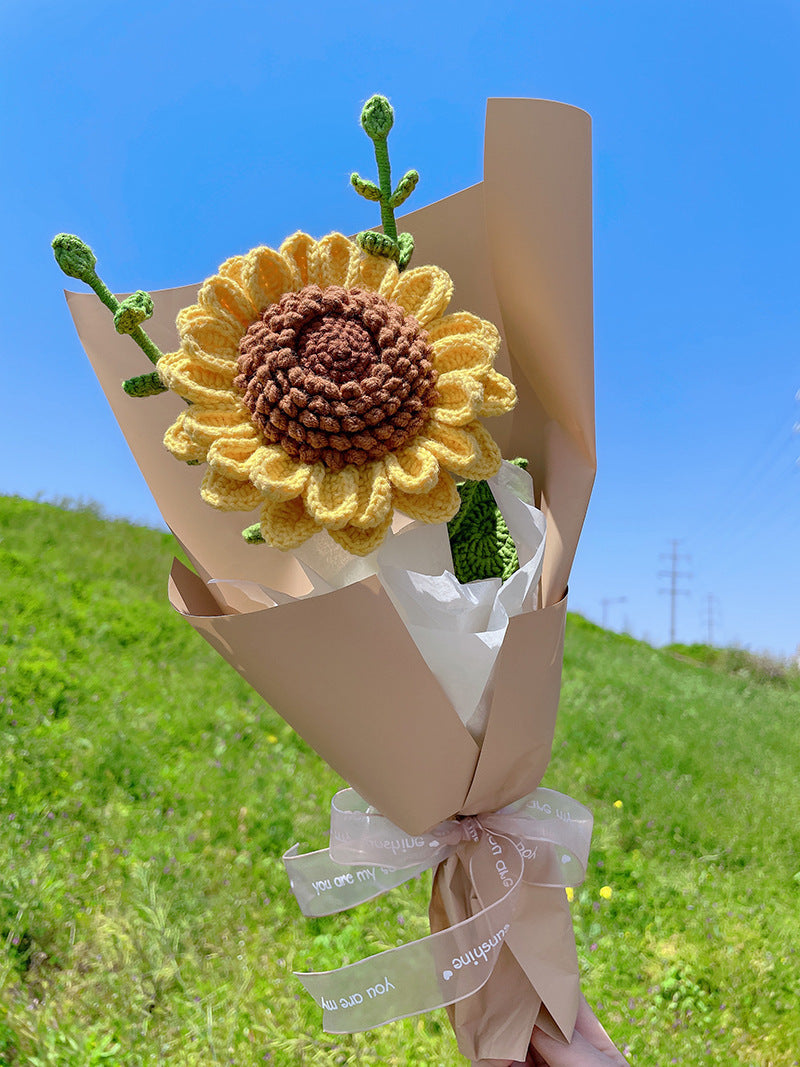 Sunflower Bouquet Wool Crochet Flower Material Bag