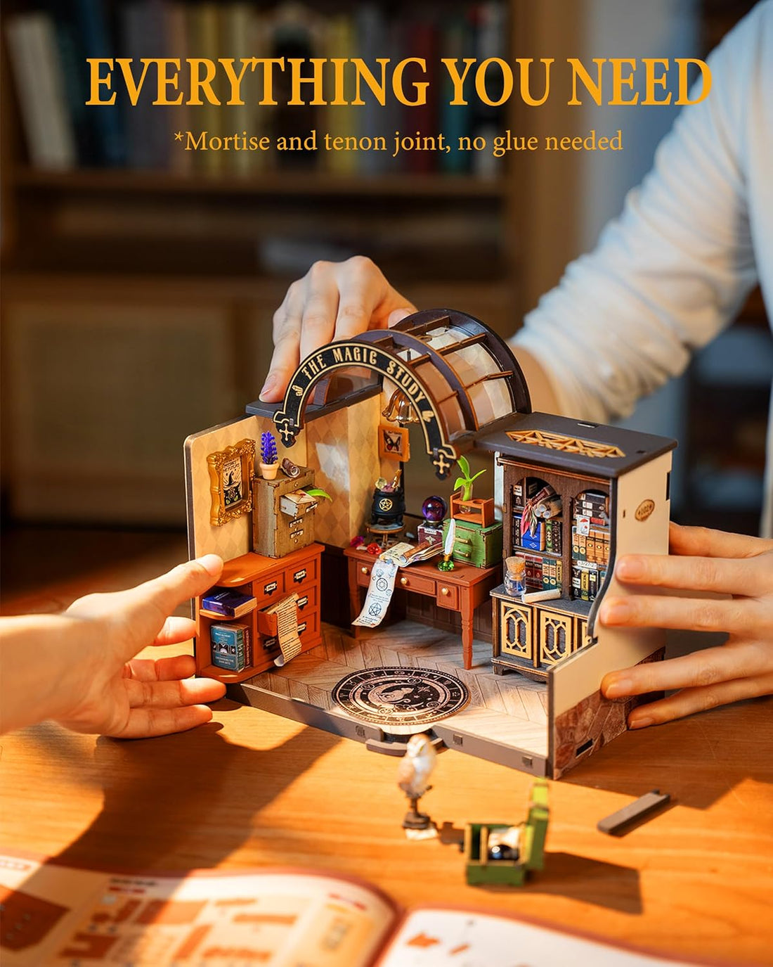 ROBOTIME Magic Study Miniature House – DIY Craft Kit for Adults