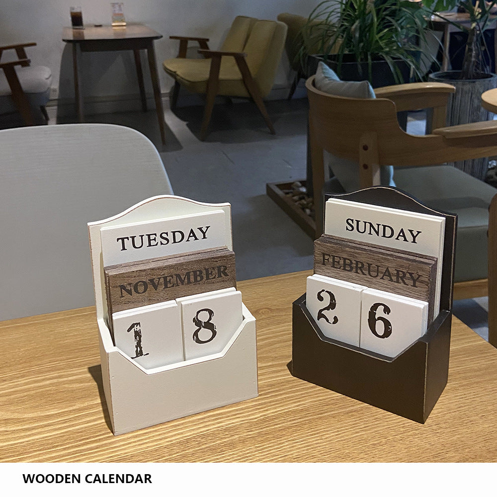 Retro Creative Wooden Desk Calendar Frame