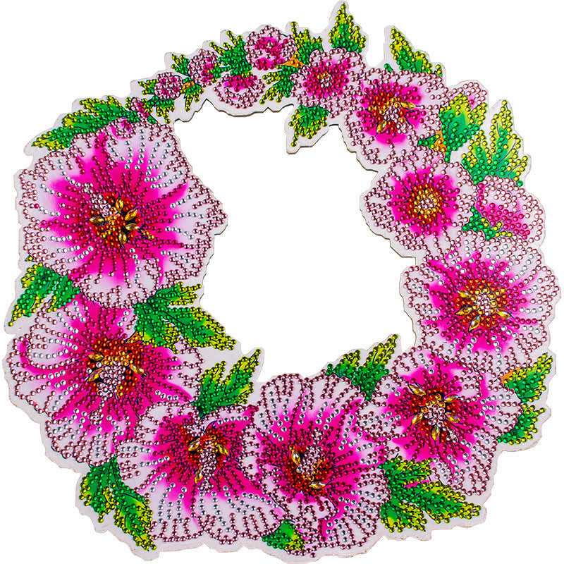 Colorful Diamond 5D Painting Kit featuring floral design with vibrant pink and green colors