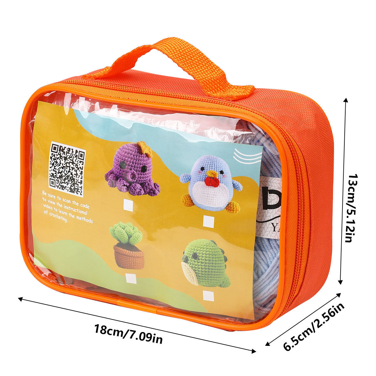 Arts And More DIY Doll Tool Kit in an orange case with crochet patterns for fun crafting projects