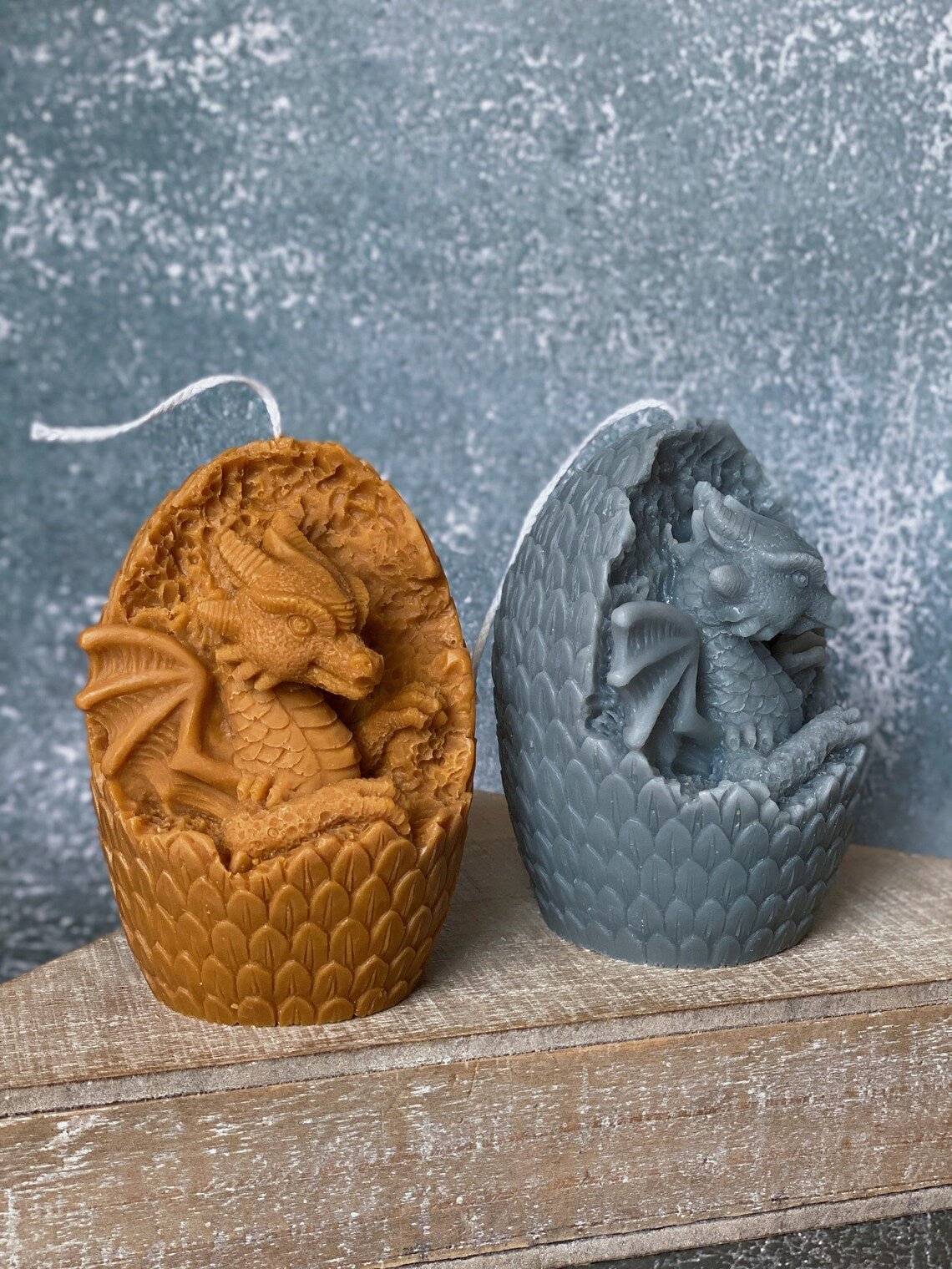 Unique Dragon Egg Candle in Brown and Gray with Detailed Dragon Figures for Home Decor