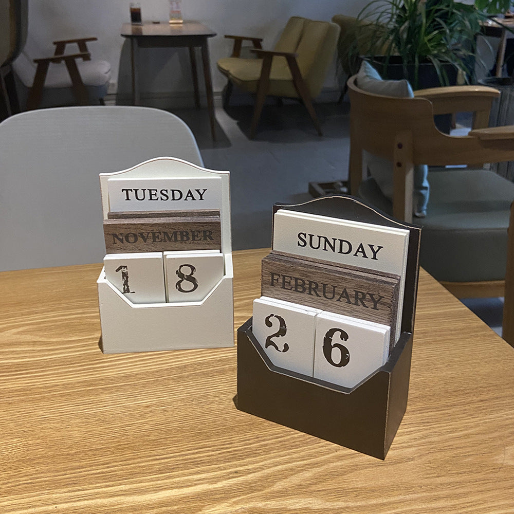 Retro Creative Wooden Desk Calendar Frame