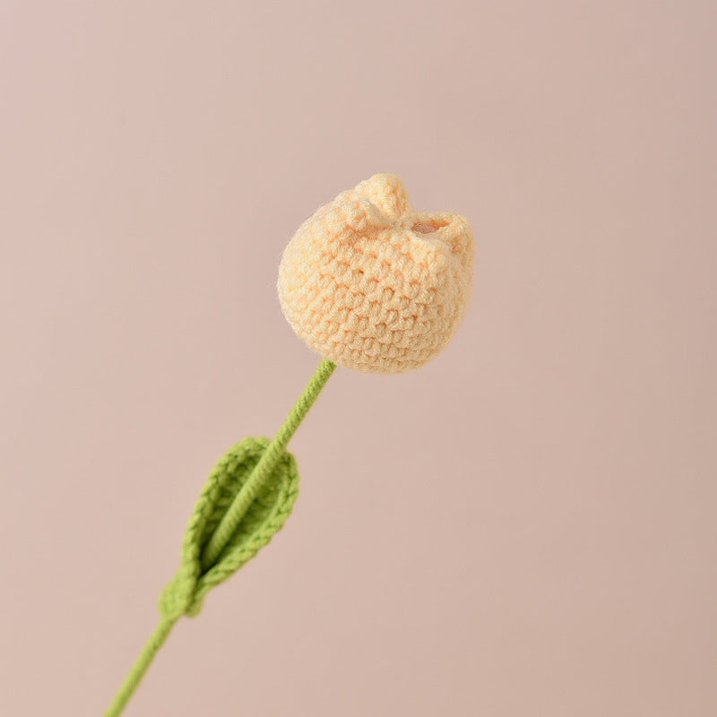 Finished Handmade Crochet Tulip Fake Flower Simulation