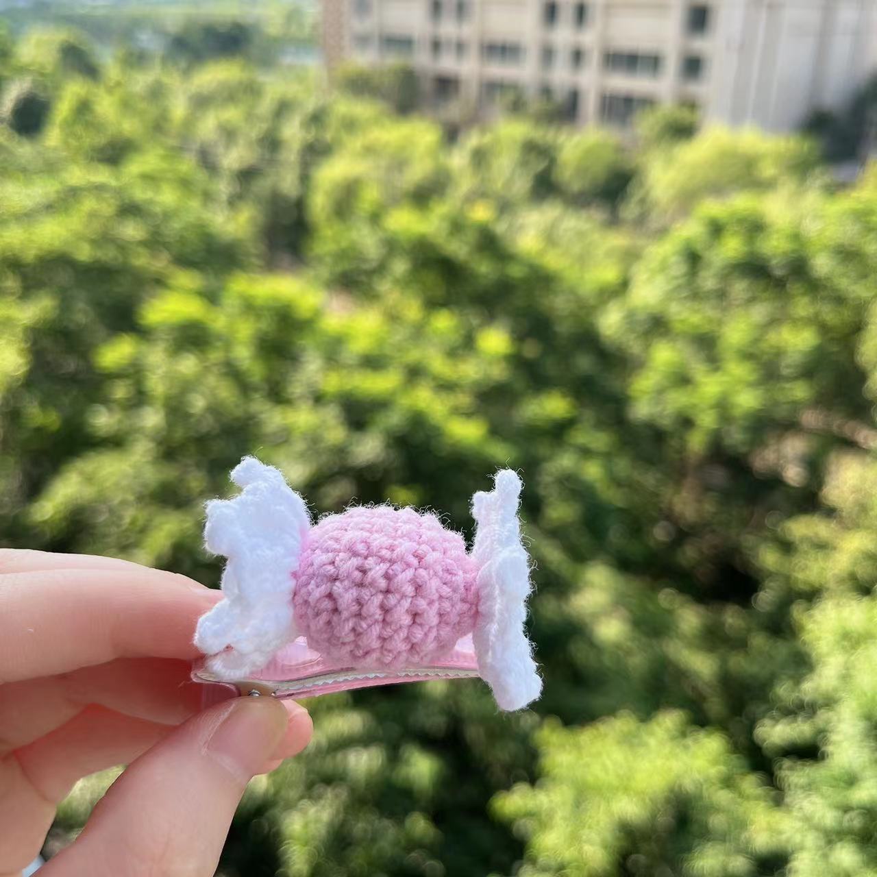 Handmade Wool Crochet Candy Hair Clips