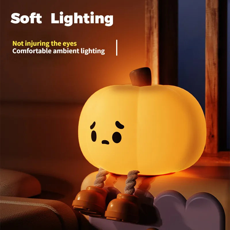 Halloween Pumpkin Night Light | Cute Silicone Touch Lamp