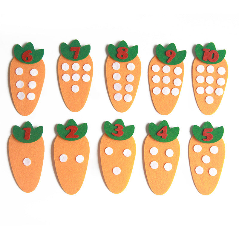 Arts And More Kids DIY Kits Educational Matching Toy with carrot-shaped number and dot pieces for learning